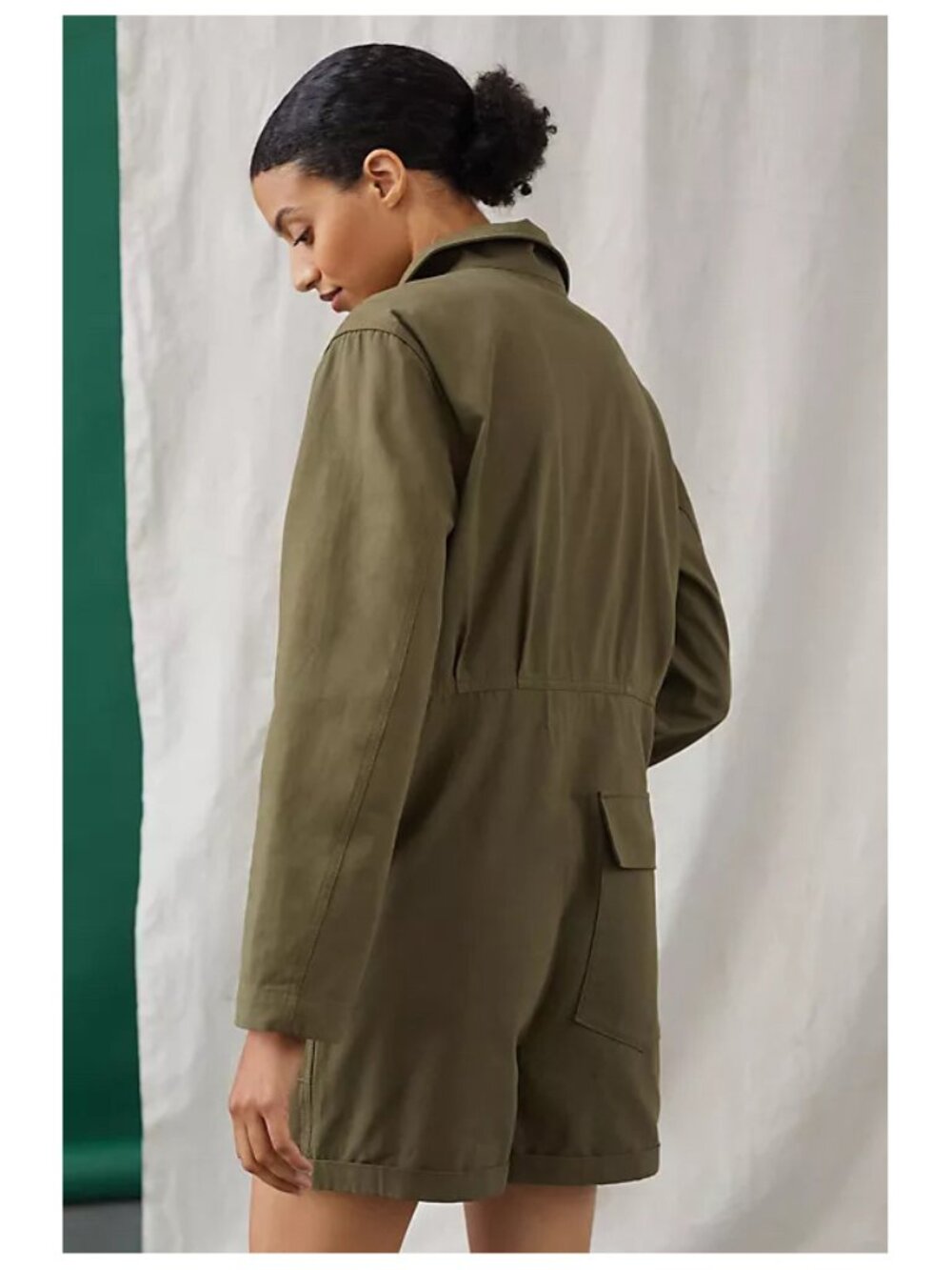 Mare Mare | 100% Cotton Olive Utility Romper | NWT - Picture 3 of 7